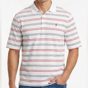 Polo Golf Ralph Lauren Mens XL White Red Navy Striped Pima Cotton Polo Shirt